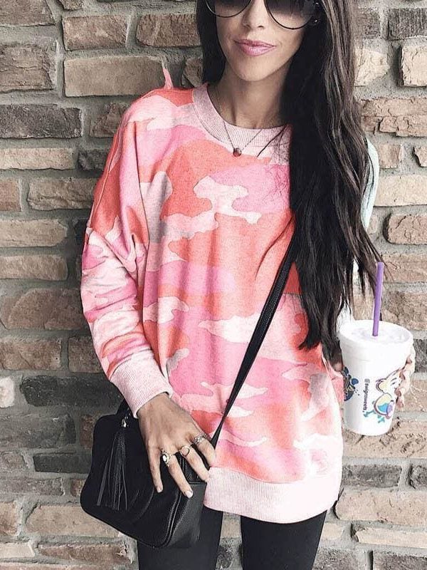 The Best Fashion Women Long Sleeve Baggy Hoodies Pullover Ladies Autumn Winter Casual Top Jumper Camouflage Sweatshirt Hot Online - Takalr