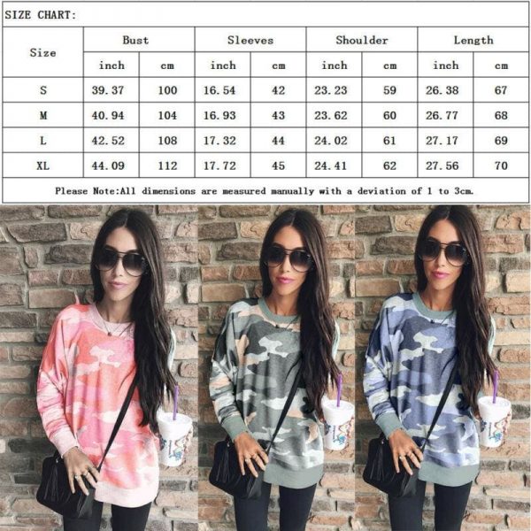 The Best Fashion Women Long Sleeve Baggy Hoodies Pullover Ladies Autumn Winter Casual Top Jumper Camouflage Sweatshirt Hot Online - Takalr