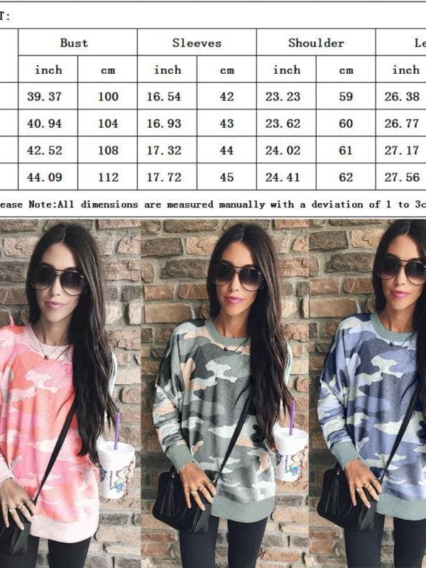 The Best Fashion Women Long Sleeve Baggy Hoodies Pullover Ladies Autumn Winter Casual Top Jumper Camouflage Sweatshirt Hot Online - Takalr