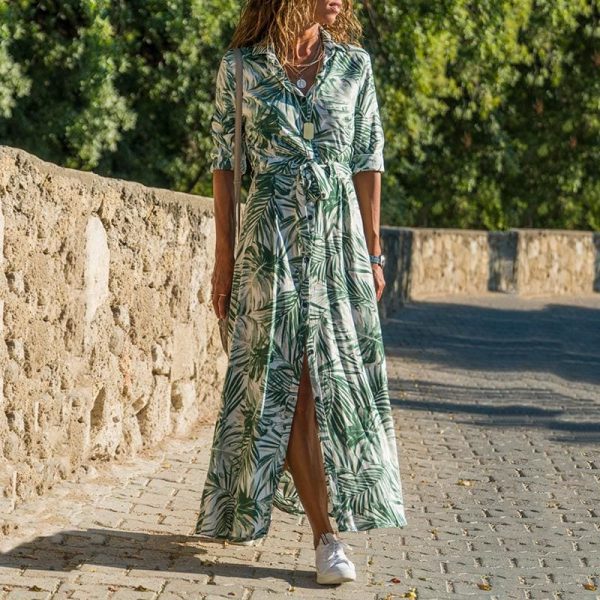 The Best Boho Floral Maxi Dress Ladies Casual Autumn Loose Sundress Online - Takalr