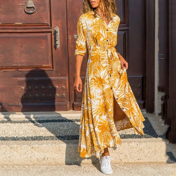 The Best Boho Floral Maxi Dress Ladies Casual Autumn Loose Sundress Online - Takalr