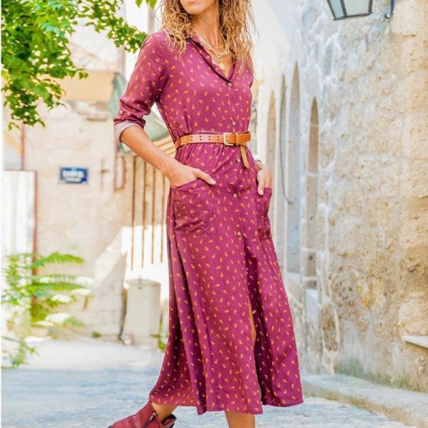 The Best Boho Floral Maxi Dress Ladies Casual Autumn Loose Sundress Online - Takalr