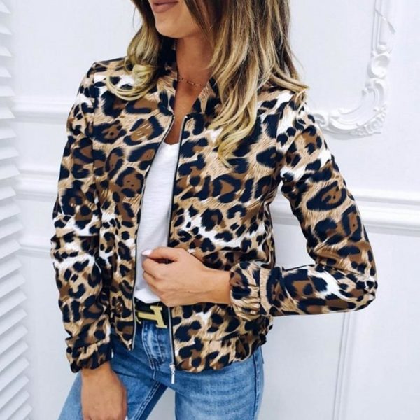 The Best Fashion Women Long Sleeve Jacket Sweater Top Ladies Casual Leopard Print Cardigan Zipper Short Outwear Coat Jacket Online - Takalr