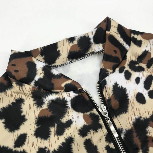 The Best Fashion Women Long Sleeve Jacket Sweater Top Ladies Casual Leopard Print Cardigan Zipper Short Outwear Coat Jacket Online - Takalr