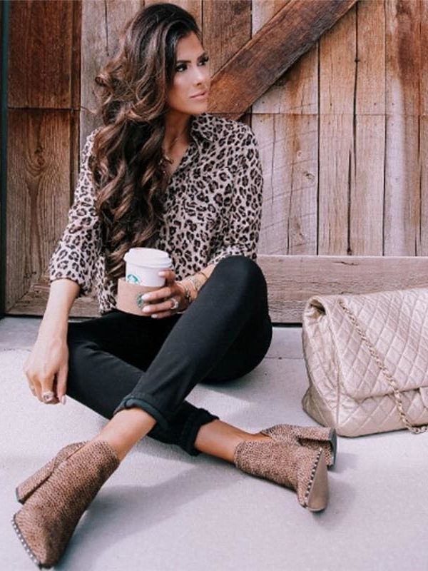 The Best Fashion Women Long Sleeve Leopard V neck Shirt Casual Ladies OL Party Loose Top Shirts Dames Streetwear Plus Size Hot Top Online - Takalr