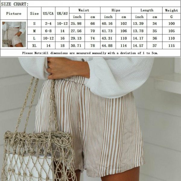 The Best Fashion Women Loose High Waist Casual Bow Knot Trousers Floral Lace Beach Gym Stripe Elastic Waistband Hot Shorts Online - Takalr