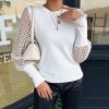 The Best Fashion Women Mesh Long Sleeve Round Neck Sweater Jumper Tops Shirt Ladies Autumn Casual Tops Blouse Pullover Online - Source Silk