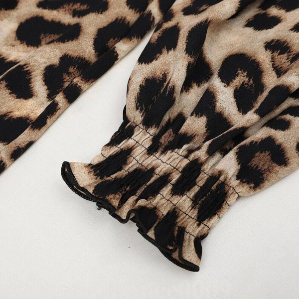 The Best Fashion Women Off Shoulder Blouse Hot Sexy Ladies Leopard Print Long Sleeve Loose Holiday Casual Blouse Tops Online - Source Silk