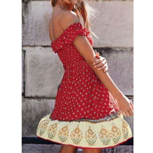 The Best Fashion Women Off Shoulder Chiffon Floral Dress Elegant Backless High waist Boho Beach Summer Sundress Online - Source Silk