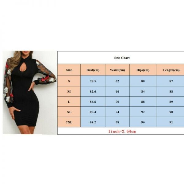 The Best Fashion Women Office Wear Dress Bodycon Casual Ladies Boho Floral Long Sleeve Lace Mesh Sexy Pencil Dress Online - Source Silk