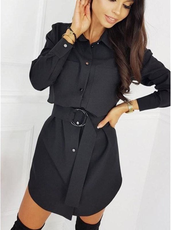 The Best Fashion Women OL T Shirt Dress Elegant Long Sleeve Loose shirt Mini Ladies Dresses Online - Source Silk