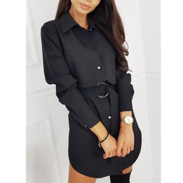 The Best Fashion Women OL T Shirt Dress Elegant Long Sleeve Loose shirt Mini Ladies Dresses Online - Source Silk