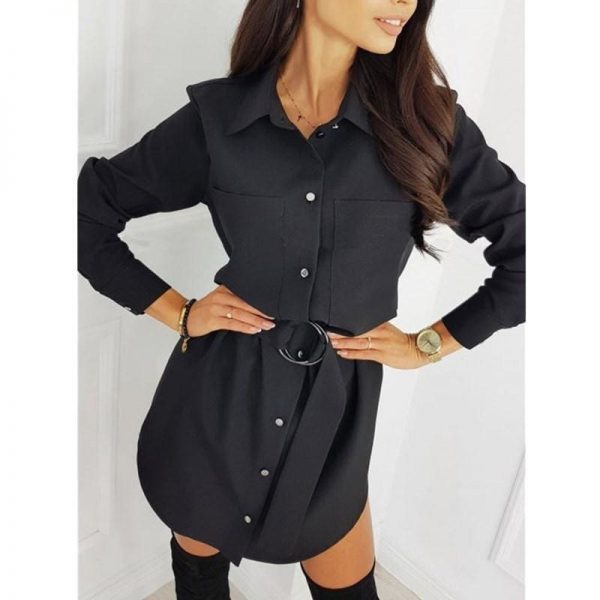 The Best Fashion Women OL T Shirt Dress Elegant Long Sleeve Loose shirt Mini Ladies Dresses Online - Source Silk