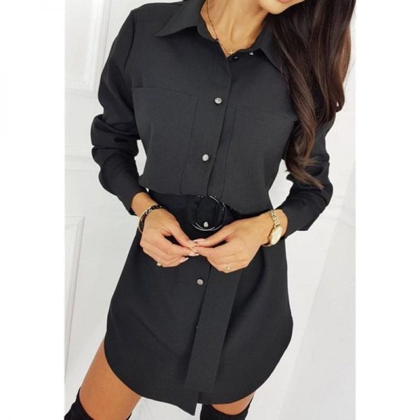 The Best Fashion Women OL T Shirt Dress Elegant Long Sleeve Loose shirt Mini Ladies Dresses Online - Source Silk