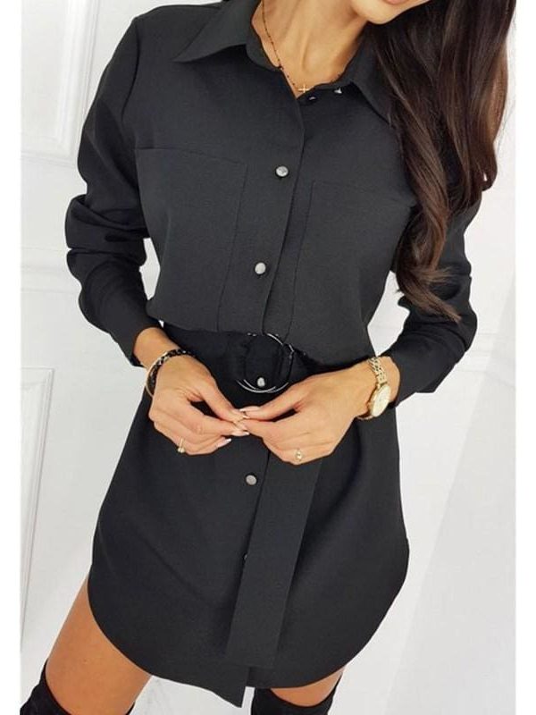 The Best Fashion Women OL T Shirt Dress Elegant Long Sleeve Loose shirt Mini Ladies Dresses Online - Source Silk