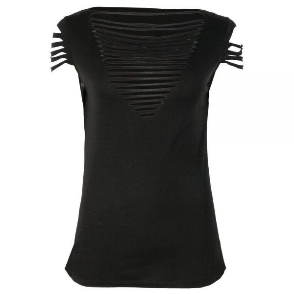 The Best Fashion Women Openwork Summer Slim Fit Short Sleeve Shirt Loose Casual Blouse Hollow Out Bandage Bodycon Tops Shirt Online - Source Silk