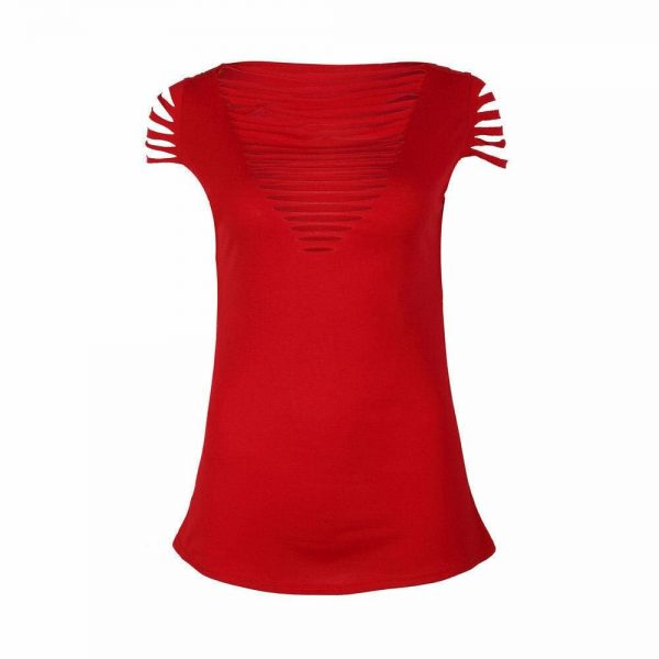 The Best Fashion Women Openwork Summer Slim Fit Short Sleeve Shirt Loose Casual Blouse Hollow Out Bandage Bodycon Tops Shirt Online - Source Silk