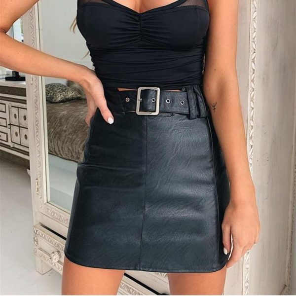 The Best Fashion Women PU Sexy Bandage Mini Skirt Elegant High waist Tight Bandage Pencil Skirt Online - Source Silk