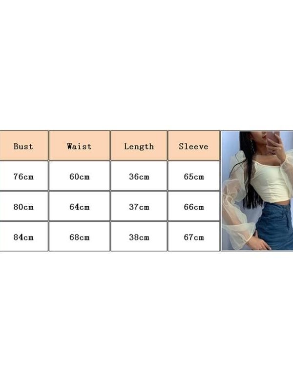 The Best Fashion Women Puff Long Sleeve Sheer Mesh Solid Vest Crop Tops Ladies Sexy Summer Beach Tank Blouse Shirt Online - Source Silk