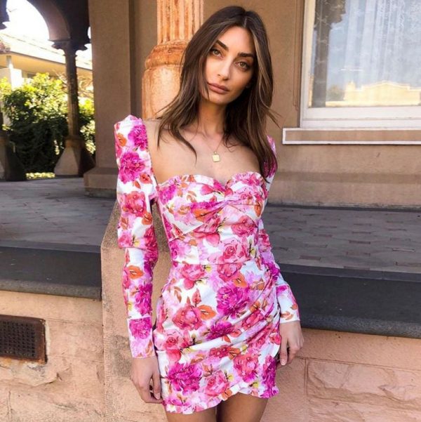 The Best Fashion Women Retro Tunic Long Sleeve Floral Print Bodycon Dresses Summer Beach Sexy Ladies Vintage Dress Online - Source Silk