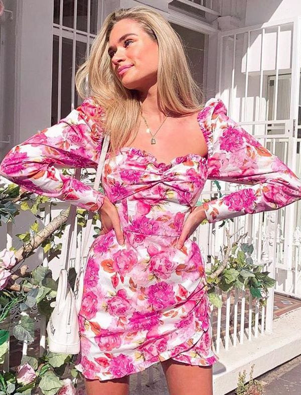 The Best Fashion Women Retro Tunic Long Sleeve Floral Print Bodycon Dresses Summer Beach Sexy Ladies Vintage Dress Online - Source Silk