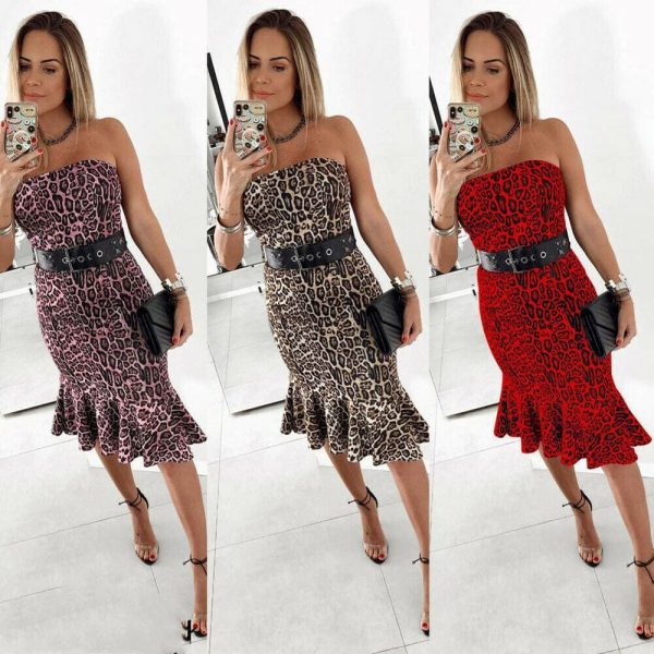 The Best Fashion Women Sequin Sleeveless Summer OL Ladies Off Shoulder Boho High Waist Casual Party Formal Dress Sundress Online - Takalr