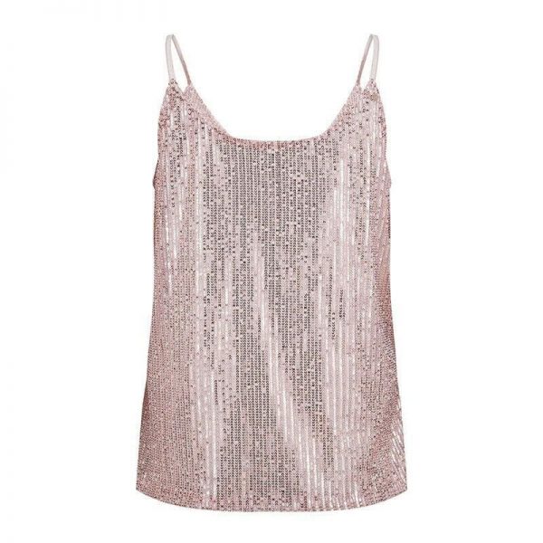 The Best Fashion Women Sequined Bling Shiny Tank Tops Summer Sexy Ladies Sleeveless Casual Tank Top Shirt Vest Cami Online - Source Silk