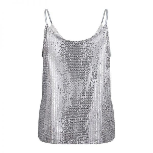 The Best Fashion Women Sequined Bling Shiny Tank Tops Summer Sexy Ladies Sleeveless Casual Tank Top Shirt Vest Cami Online - Source Silk