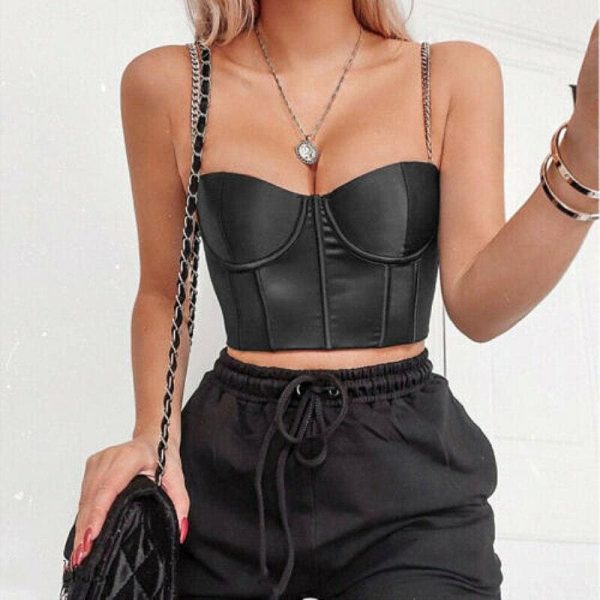 The Best Fashion Women Sexy Club Lace Up Chain Bra Crop Top Summer Ladies Casual Sleeveless  Cami Vest Blouse New Online - Takalr