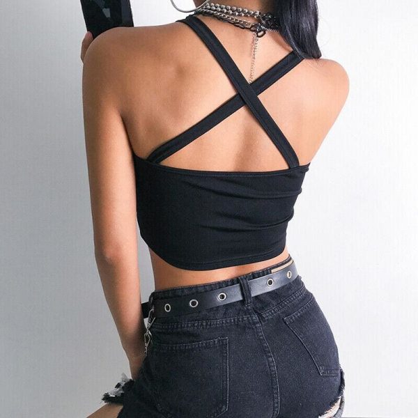 The Best Fashion Women Sexy Hot Summer Buckle Vest Boob Tube Crop Top Bralet Sheer Dragon Embroidery Stylish Cami Tank Top Online - Takalr