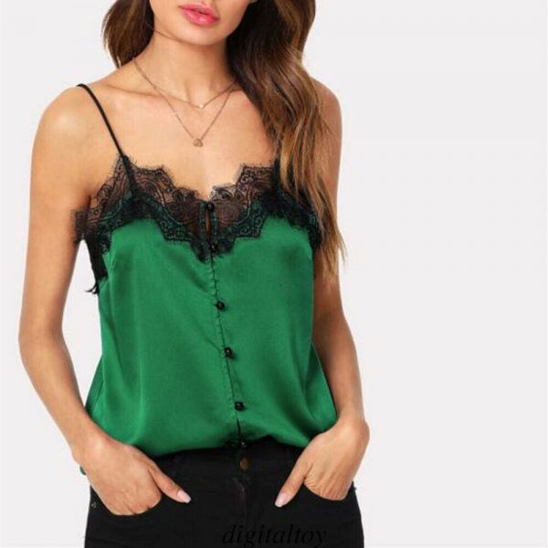 The Best Fashion Women Sexy Lace Trim Off Shoulder Vest Blouse Ladies Casual Summer Beach Sleeveless Slip Tops Shirt Online - Takalr