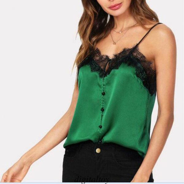 The Best Fashion Women Sexy Lace Trim Off Shoulder Vest Blouse Ladies Casual Summer Beach Sleeveless Slip Tops Shirt Online - Takalr