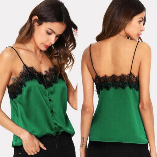 The Best Fashion Women Sexy Lace Trim Off Shoulder Vest Blouse Ladies Casual Summer Beach Sleeveless Slip Tops Shirt Online - Takalr