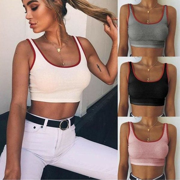 The Best Fashion Women Sexy Summer Casual Bandage Sleeveless Sport Gym Bra Running Comfort Stretch Athletic Vest Top Online - Takalr