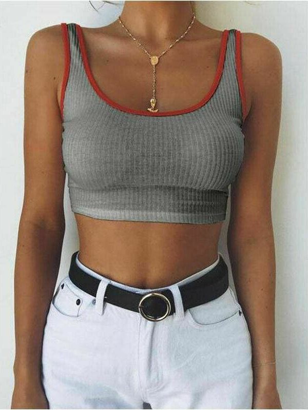 The Best Fashion Women Sexy Summer Casual Bandage Sleeveless Sport Gym Bra Running Comfort Stretch Athletic Vest Top Online - Takalr