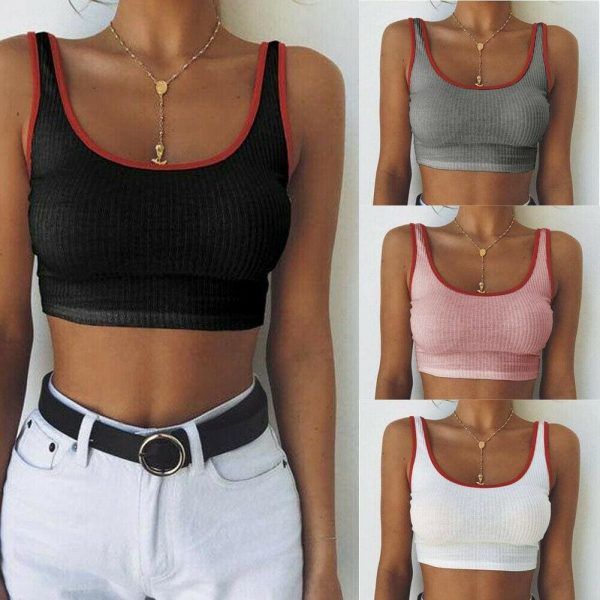 The Best Fashion Women Sexy Summer Casual Bandage Sleeveless Sport Gym Bra Running Comfort Stretch Athletic Vest Top Online - Takalr