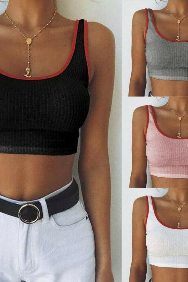 The Best Fashion Women Sexy Summer Casual Bandage Sleeveless Sport Gym Bra Running Comfort Stretch Athletic Vest Top Online - Takalr