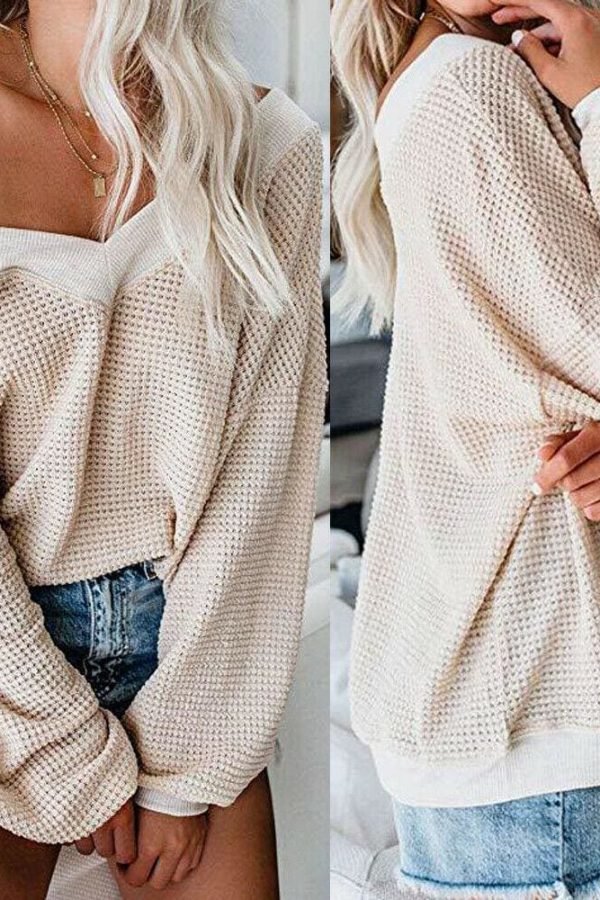 The Best Fashion Women Sexy Wrap V Neck Long Sleeve Knitted Sweater Knitwear Ladies Loose Jumper Outwear Tops Pullover Streetwear Online - Takalr