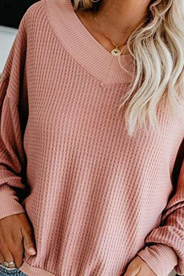 The Best Fashion Women Sexy Wrap V Neck Long Sleeve Knitted Sweater Knitwear Ladies Loose Jumper Outwear Tops Pullover Streetwear Online - Takalr