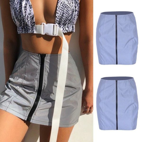 The Best Fashion Women Shiny PU Leather High Waist Slim Skirts Summer Ladies Pencil Skirt Club Party Mini Stretch Skirt Online - Takalr