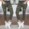 The Best Fashion Women Skinny Ripped Holes Jeans High Waist Stretch Slim Pencil Trousers Casual Solid Shredded leggings Pants Online - Takalr