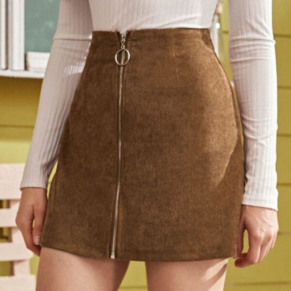 The Best Fashion Women Skirt Sexy Seamless Stretch Tight Sexy Bodycon Mini Skirt Front Zipper Elastic High Waist Short Pencil Skirt Online - Takalr