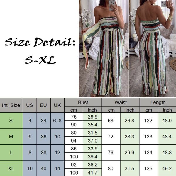 The Best Fashion Women Sleeveless Loose Wide Leg Jumpsuit Overalls Summer Holiday Stripes Bandeau Casual Trousers Romper Online - Takalr