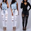 The Best Fashion Women Stretch Elastic High Waist Pants Women Casual Slim Distressed Ripped Skinny Leg Jeans Long Trouser Online - Takalr