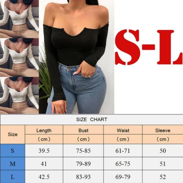 The Best Fashion Women Summer Autumn Casual Tops Vest Off Shoulder Long Sleeve T-Shirt Simple Skinny Slim Fit Sexy Tees Online - Takalr