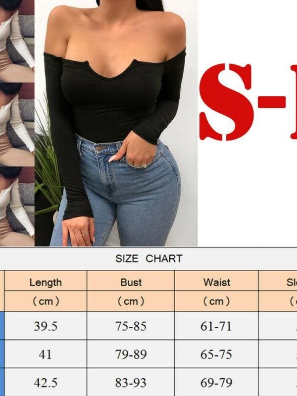 The Best Fashion Women Summer Autumn Casual Tops Vest Off Shoulder Long Sleeve T-Shirt Simple Skinny Slim Fit Sexy Tees Online - Takalr