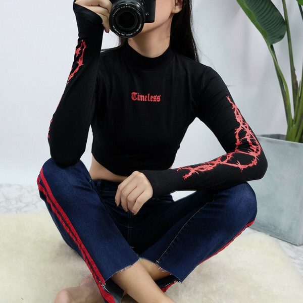 The Best Fashion Women Summer Autumn New Crop Tops Hip Hop Club Party Casual Tulle Long Sleeve T Shirt Casual Holiday Tops Tee Online - Takalr