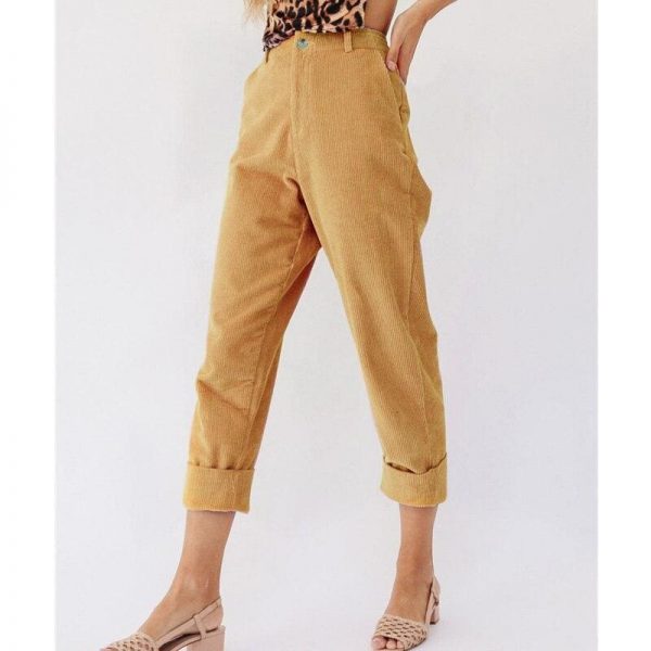 The Best Fashion Women Summer Autumn Pencil Stretch Casual Corduroy Skinny Pants High Waist Slim Holiday Trousers Online - Takalr