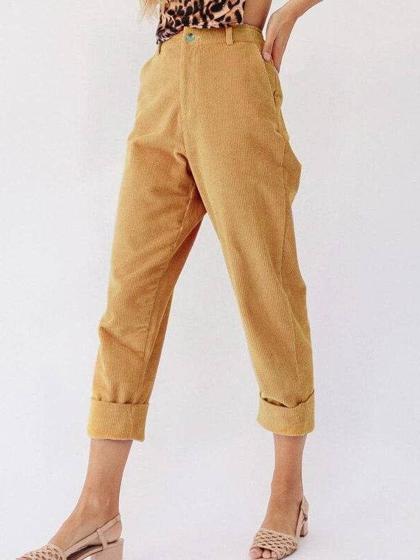 The Best Fashion Women Summer Autumn Pencil Stretch Casual Corduroy Skinny Pants High Waist Slim Holiday Trousers Online - Takalr