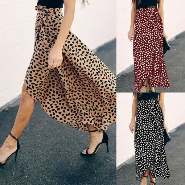 The Best Fashion Women Summer Beachwear Floral Print Casual High Waist Wrap Long Loose Asymmetric Skirt Online - Takalr